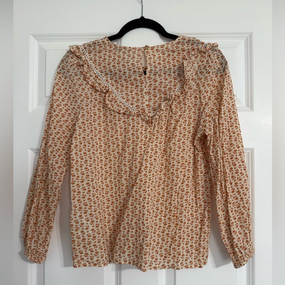 Madewell Floral Ruffle Blouse - Cream and Burnt Orange - Picture 5 of 6